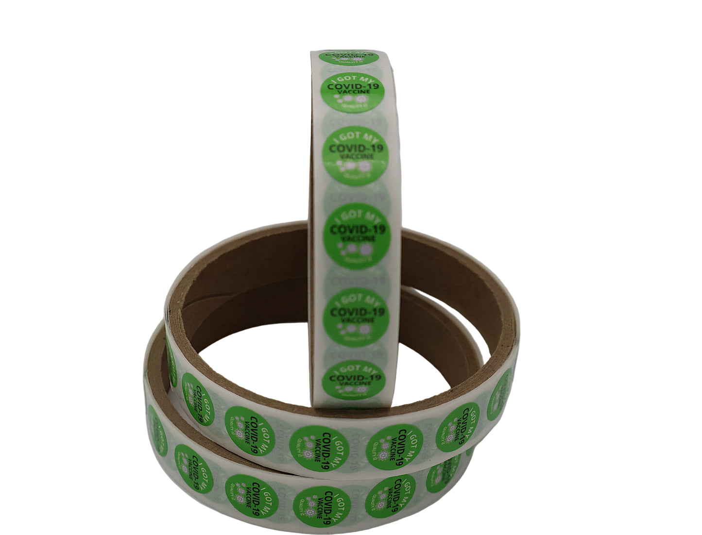 0.5", I Got My COVID-19 Vaccine, Stickers (Green; 100 Per Roll)