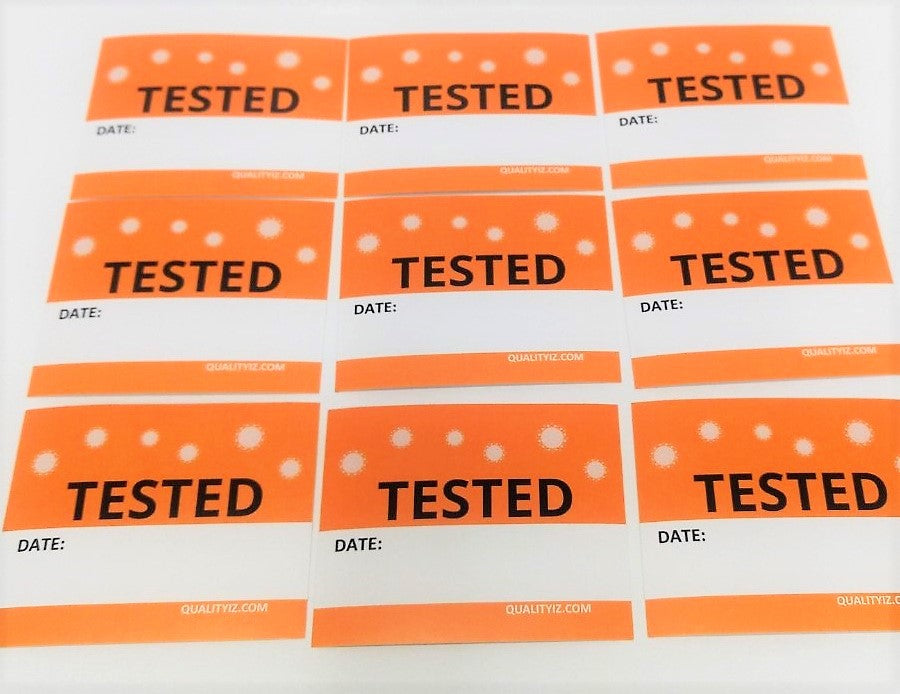 Tested Date, 2" x 2.5" Orange Stickers (150 Pk)