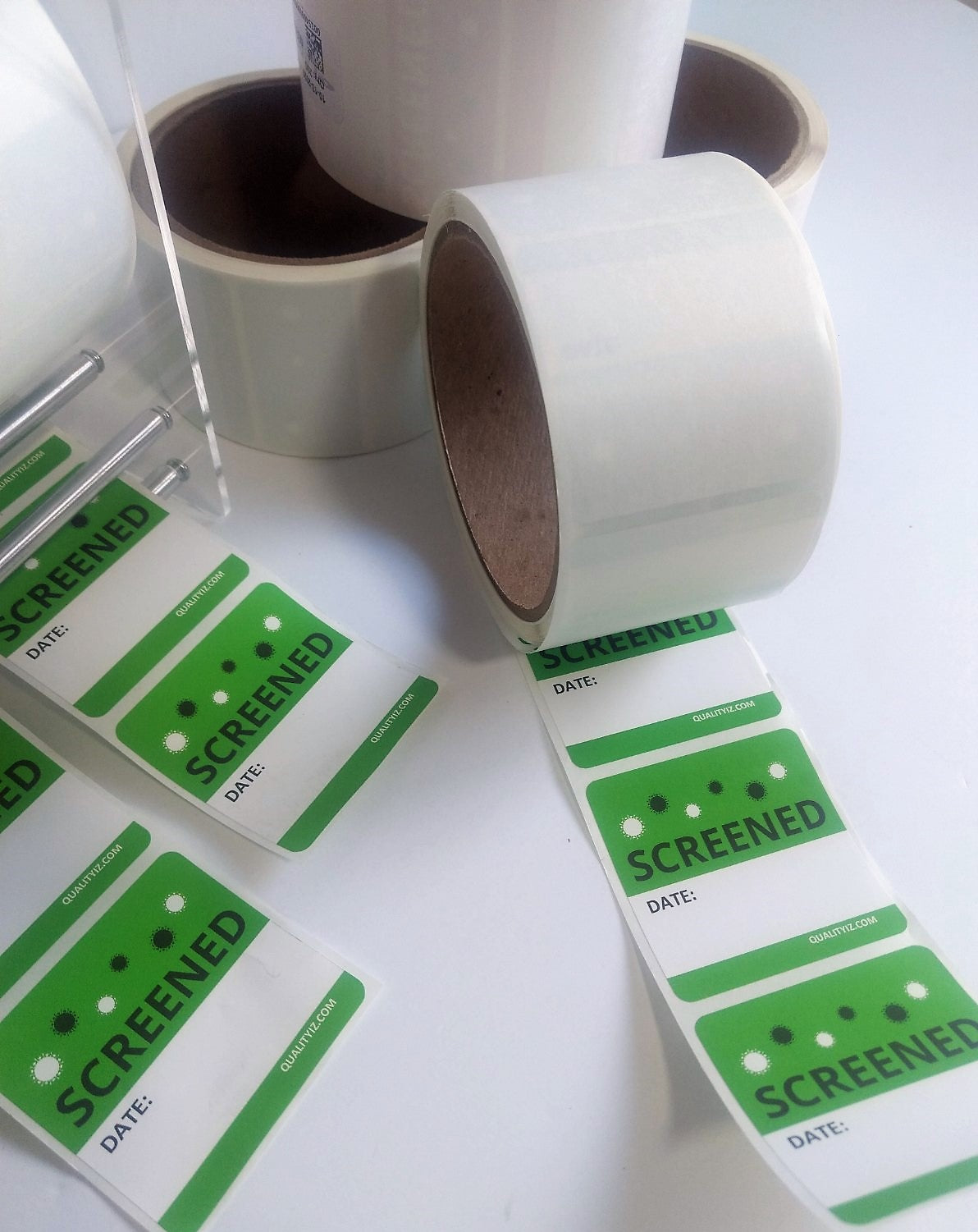 Screened Date, 2" x 2" Green Stickers (200/Roll)