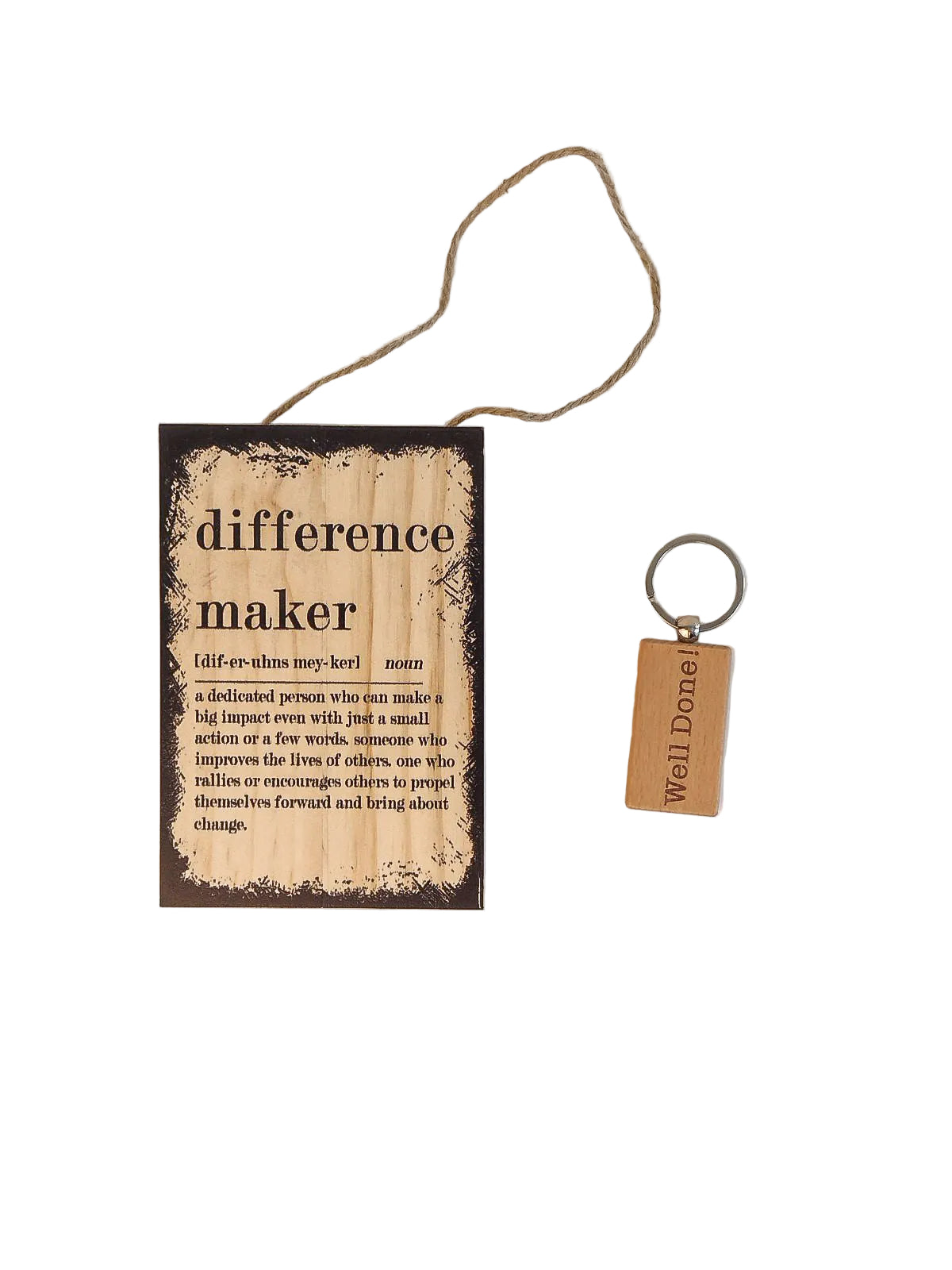 Difference Maker, Wood Art & Keychain Bundle