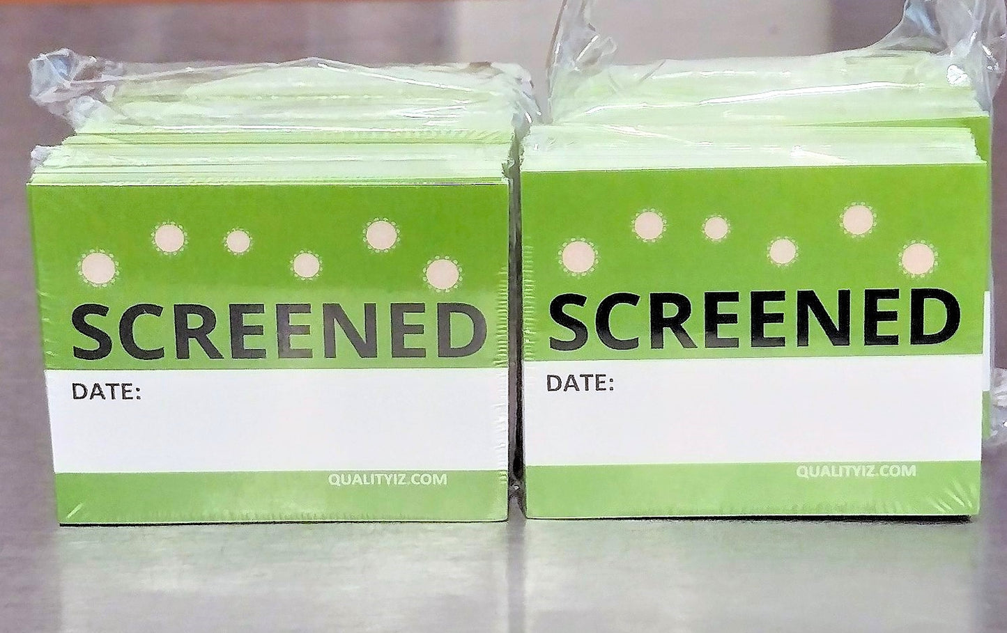 Screened Date, 2" x 2.5" Green Stickers (200 Pk)