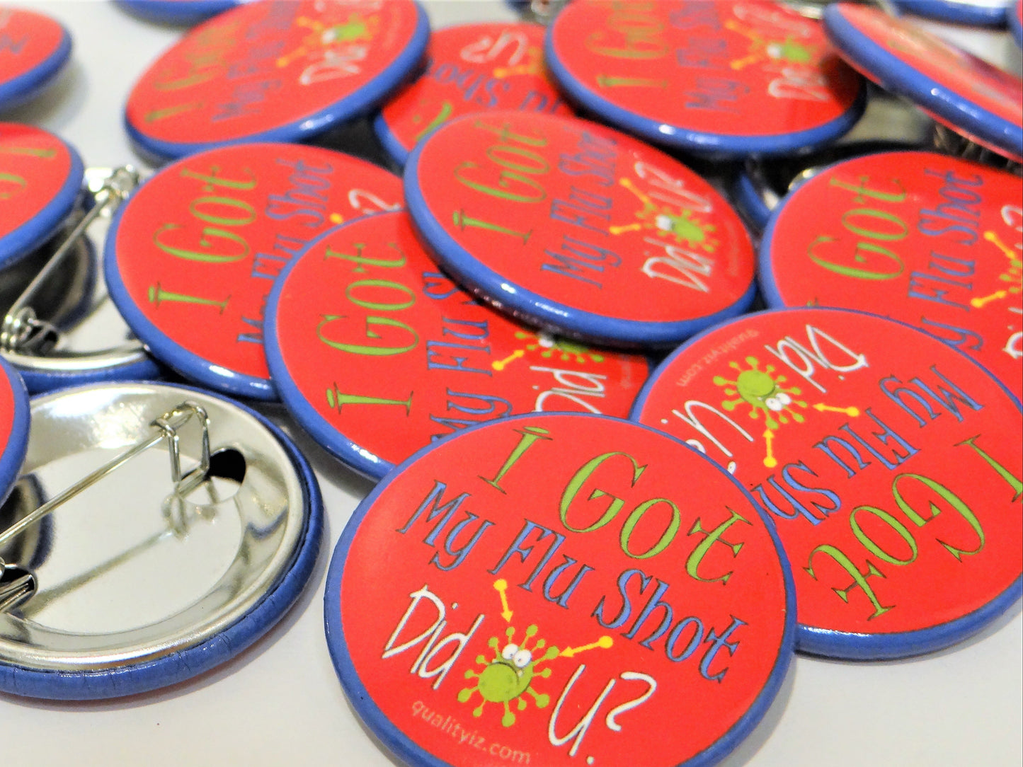 I Got My Flu Vaccine, Red 1.5" Pin-Back Buttons (10-Pk)