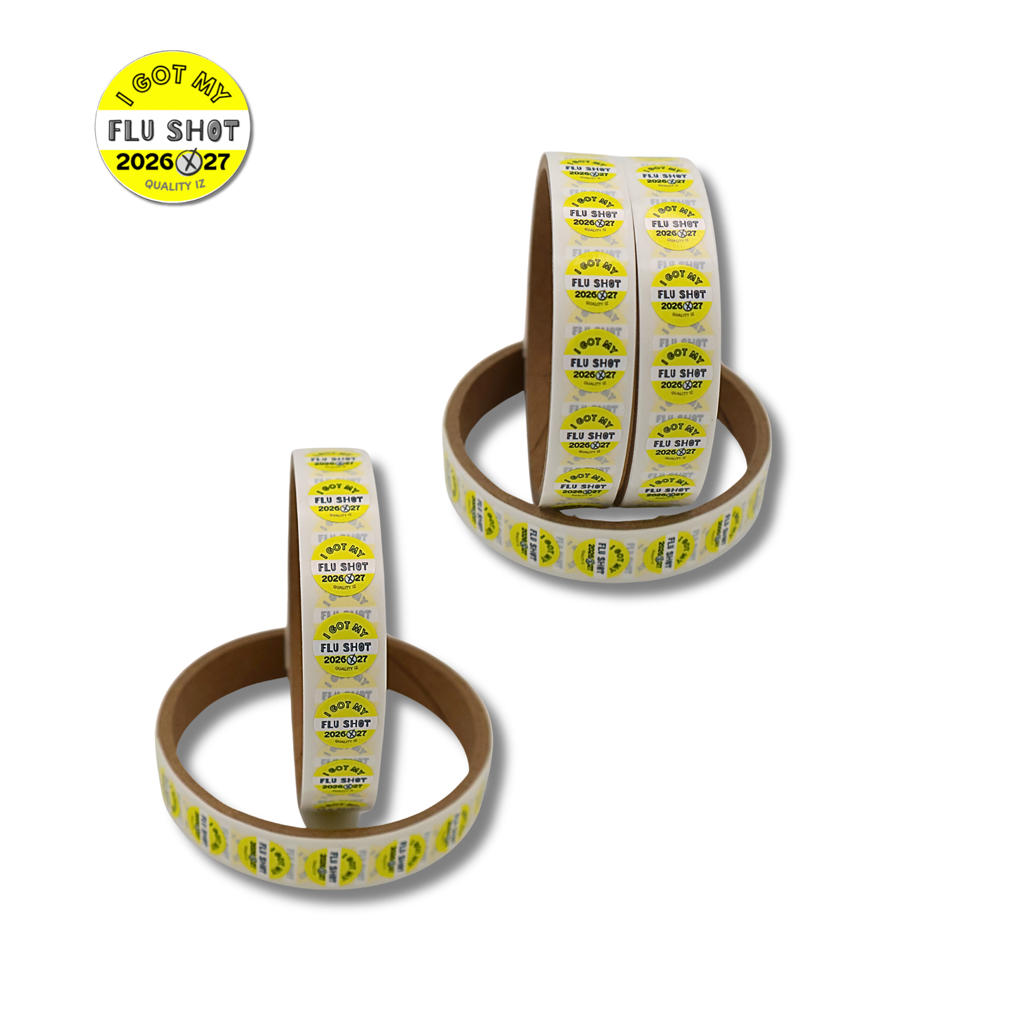 2026-27, 0.5" I Got My Flu Shot 2026-27 Stickers (Yellow, 100 Per Roll)