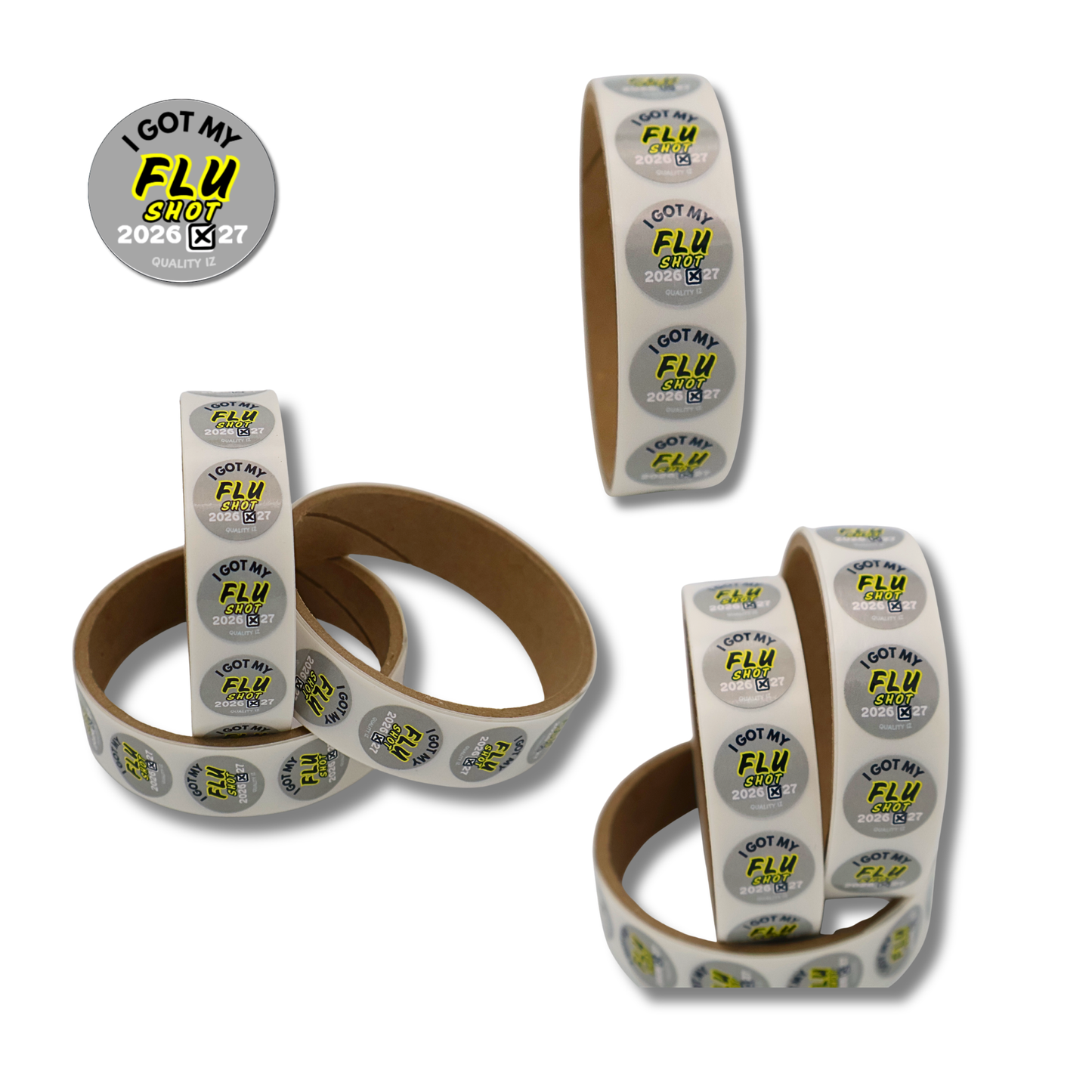 0.75" I Got My Flu Shot 2026-27 Stickers (100 Per Roll, Grey)