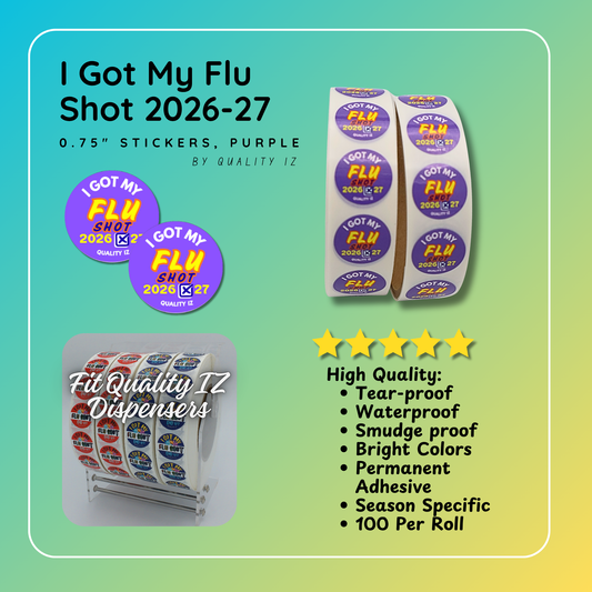 0.75" I Got My Flu Shot 2026-27 Stickers (100 Per Roll, Purple)