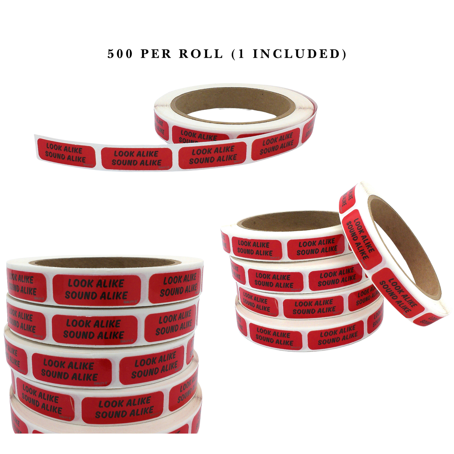 Look Alike Sound Alike, Red Labels 1.5"x0.5" (500/roll)