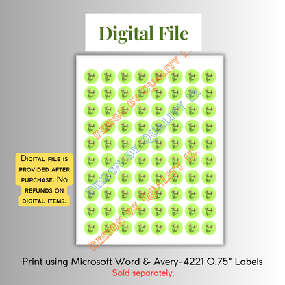 Digital File, Thank You, Green 0.75" Stickers Printable