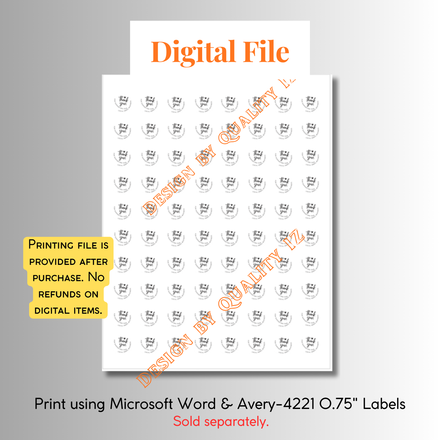 Digital File, Thank You For Supporting Our Local Small Business, 0.75" Stickers Printable