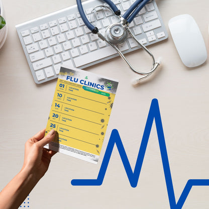 Digital File, Flu Clinics Schedule Template, Yellow, Digital Edit, Printable 8.5"x11"
