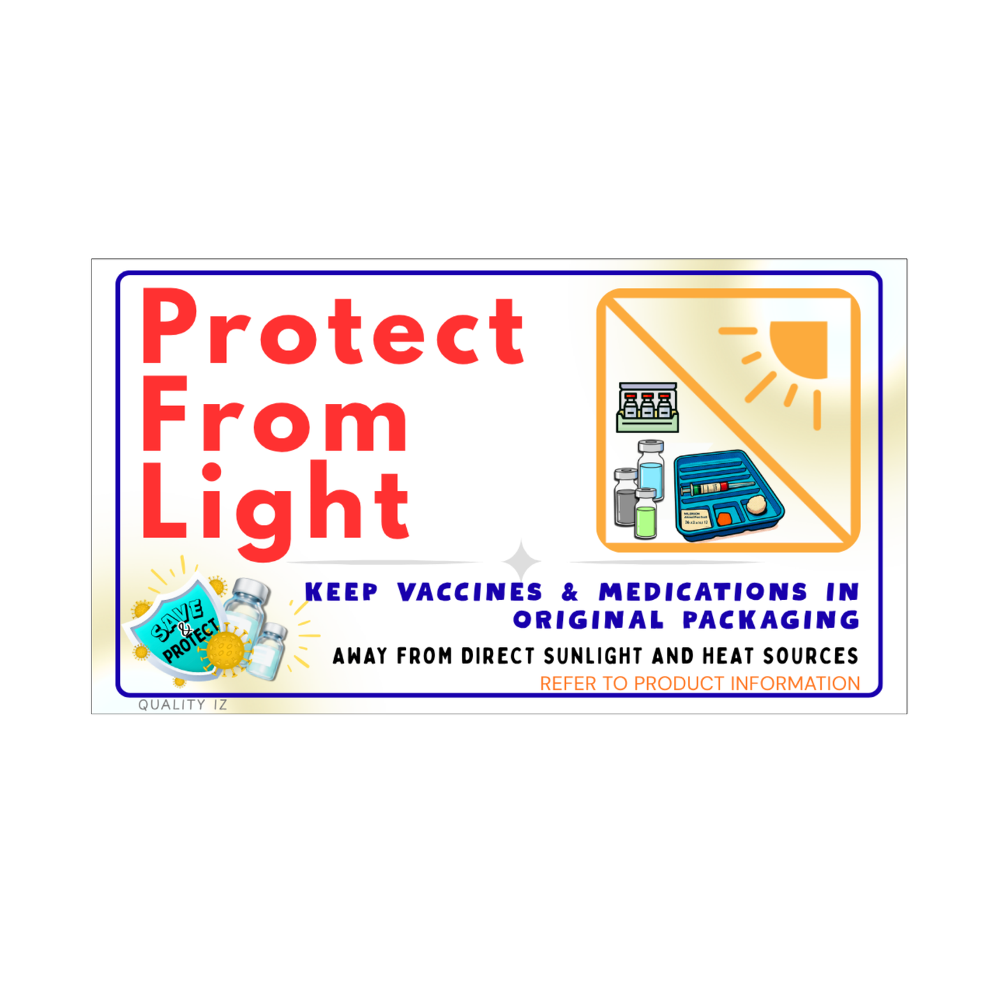 Protect From Light Labels for Medications & Vaccines (10PK, Select Option)