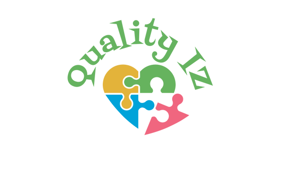 Logo with colorful puzzle pieces and 'Quality IZ' text on a white background
