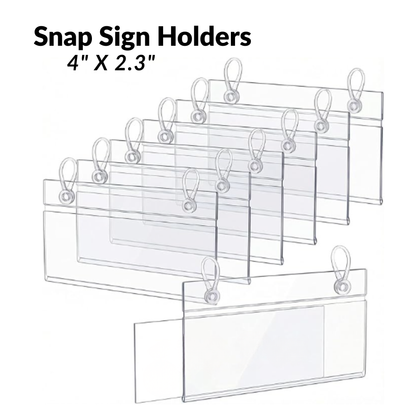 Plastic Wire Shelf Sign Holders With Snap Closure, 4" x 2.3" (10 PK)