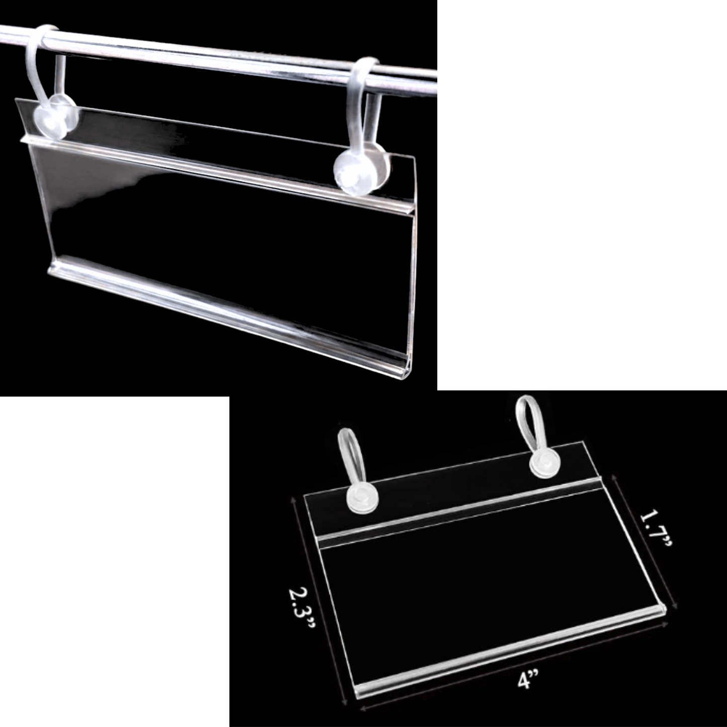 Plastic Wire Shelf Sign Holders With Snap Closure, 4" x 2.3" (10 PK)