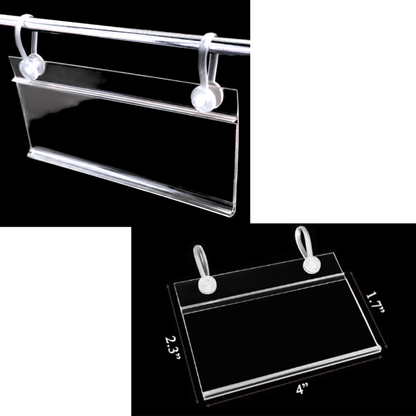 Plastic Wire Shelf Sign Holders With Snap Closure, 4" x 2.3" (10 PK)