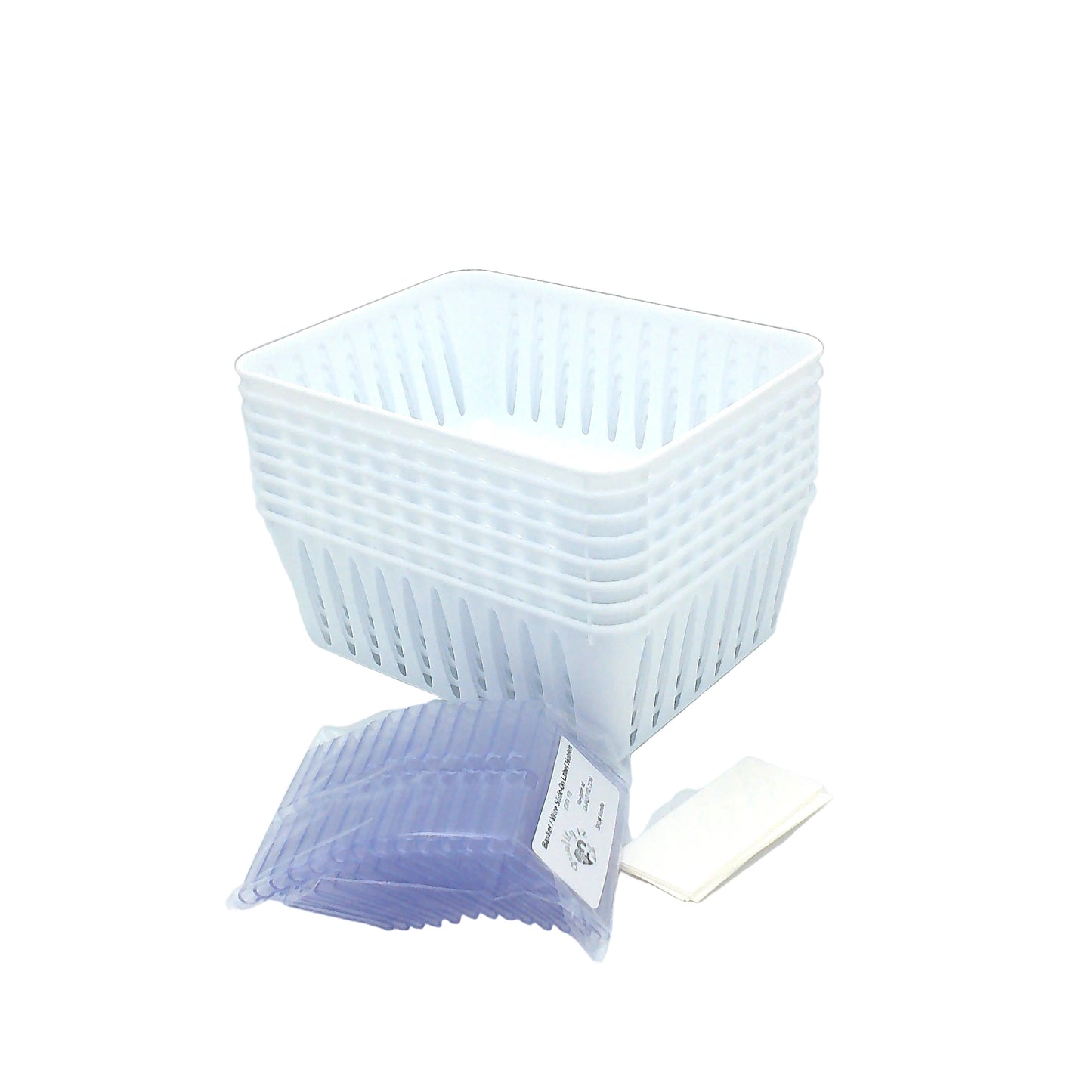 8 Storage Baskets 6.25" x 4.75" & 12 Label Holders With Cards, White