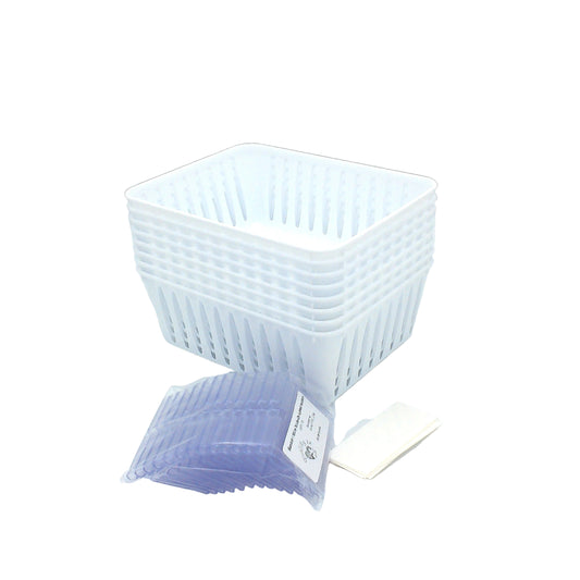 8 Storage Baskets 6.25" x 4.75" & 12 Label Holders With Cards, White