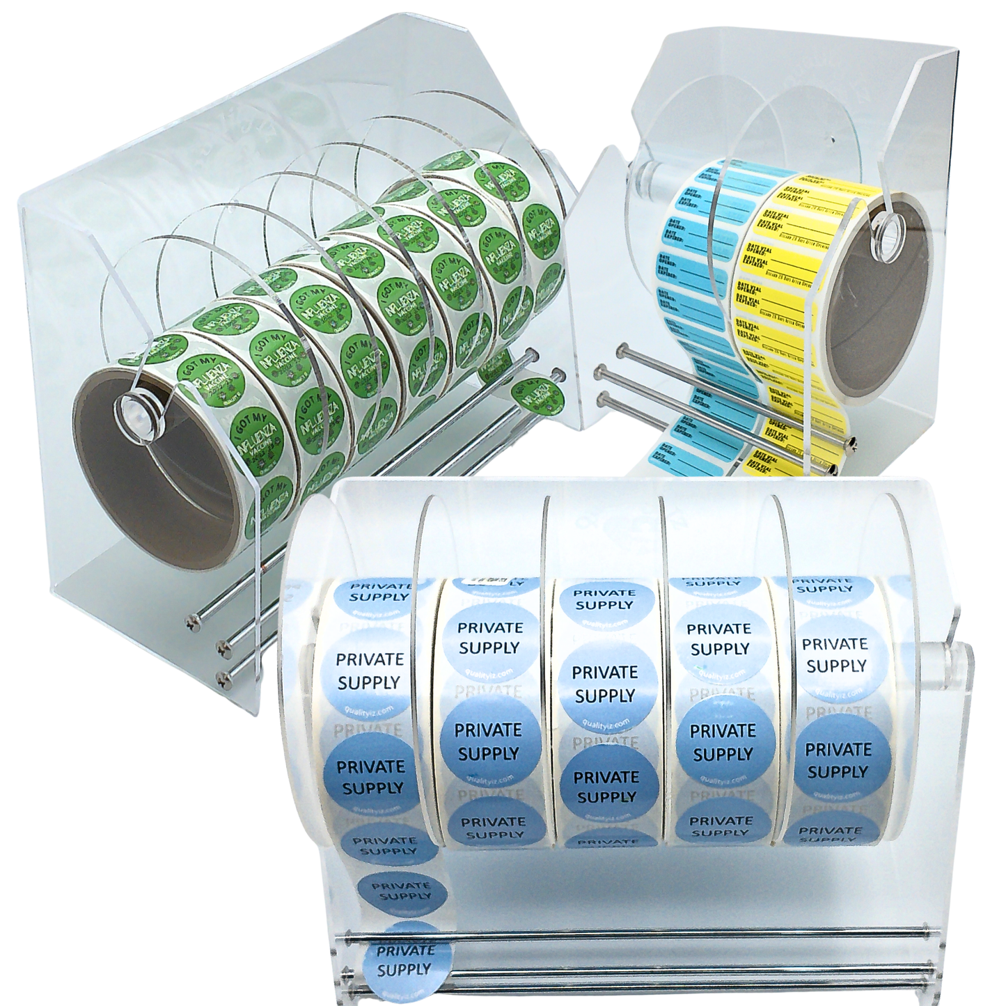 Acrylic Roller Bar for 5", 9" or 10" Adjustable Disk Label Dispensers by Quality IZ