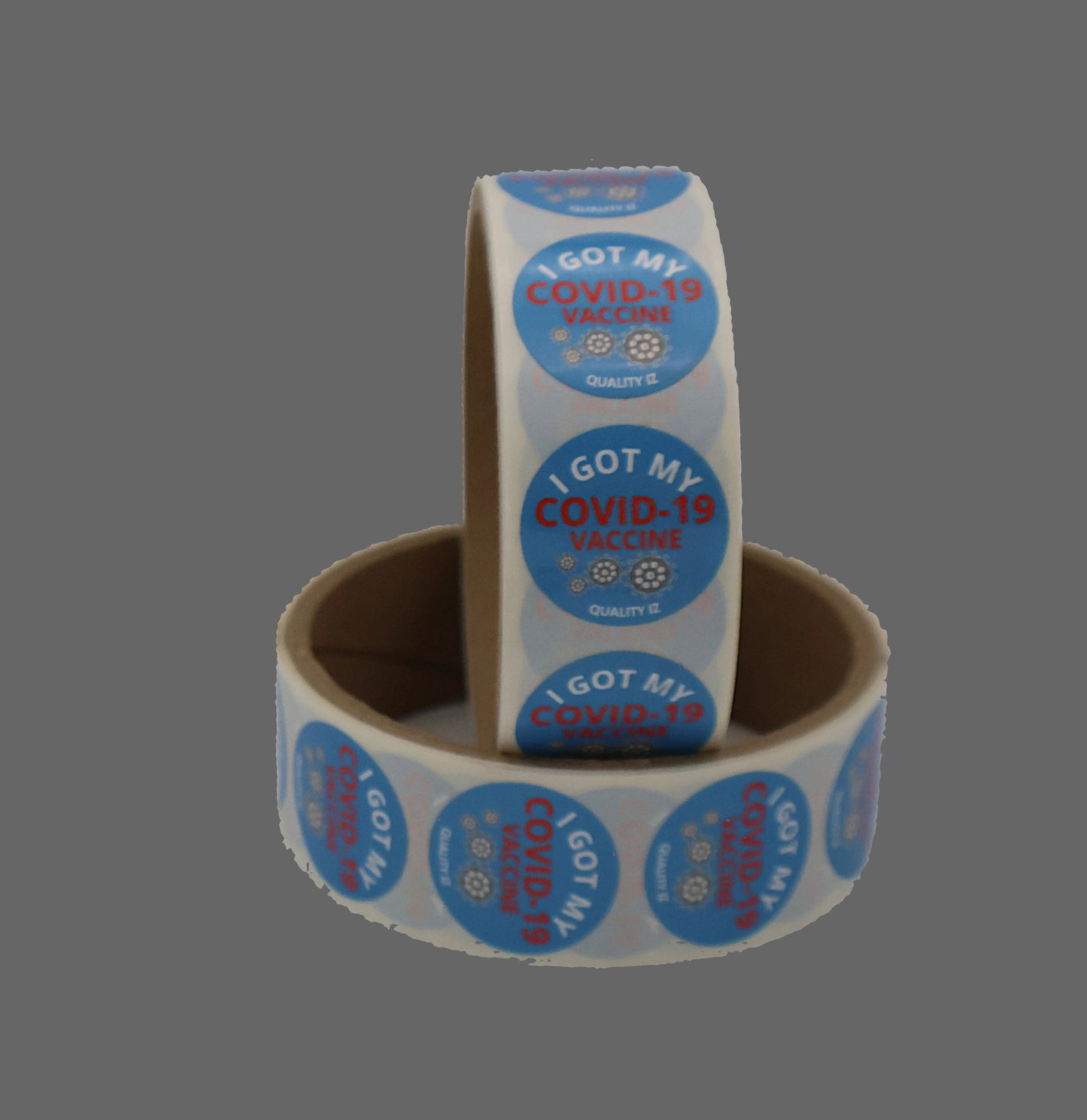 1", I Got My COVID-19 Vaccine, Stickers (Blue; 100 Per Roll)