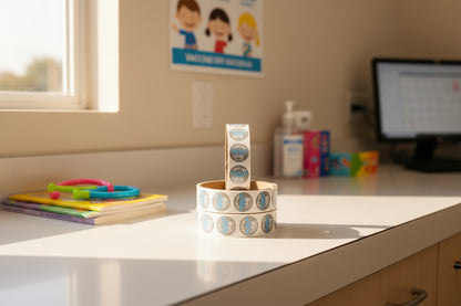0.75", I Got My COVID-19 Vaccine, Stickers (Grey; 100 Per Roll)