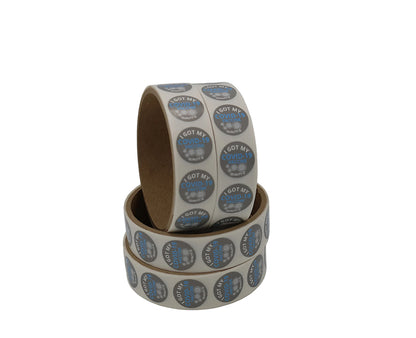 0.75", I Got My COVID-19 Vaccine, Stickers (Grey; 100 Per Roll)