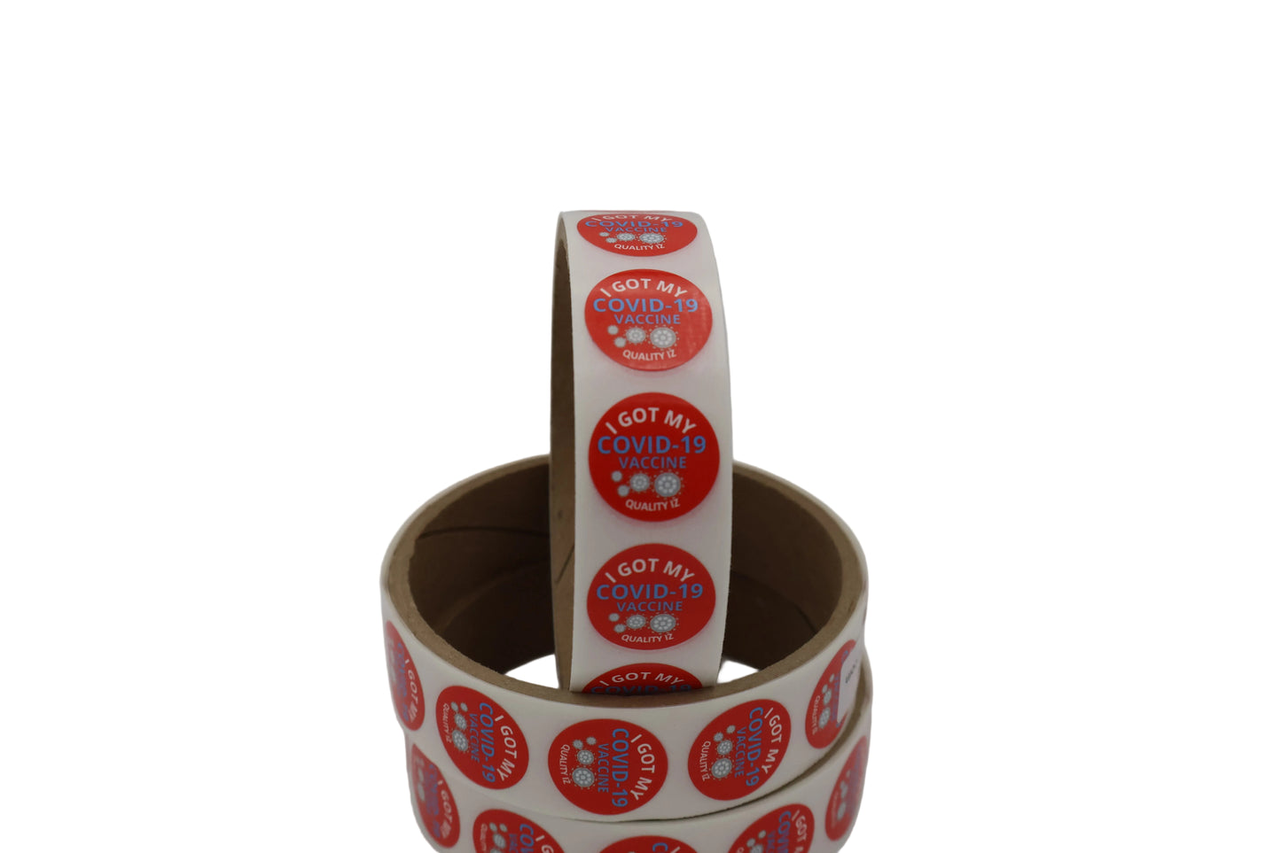 0.75", I Got My COVID-19 Vaccine, Stickers (Red; 100 Per Roll)
