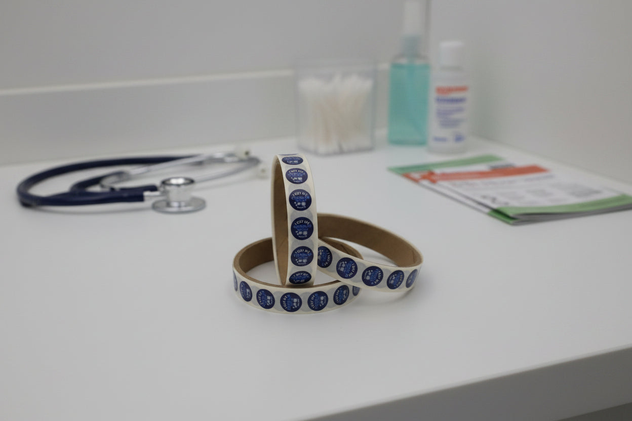 0.5", I Got My COVID-19 Vaccine, Stickers (Blue; 100 Per Roll)