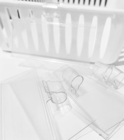Basket/Wire Clip-On Clear Label Sign Holders (10/20/30 pk)