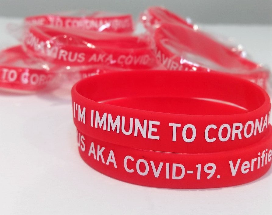 I'm Immune to COVID-19, Verified by MD, 0.5" Wristbands (5-Pk)