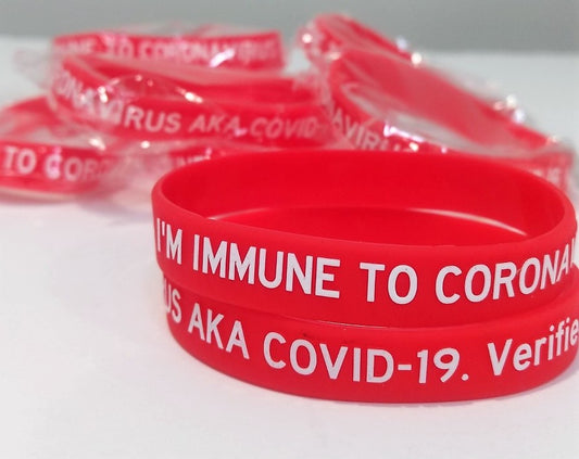 I'm Immune to COVID-19, Verified by MD, 0.5" Wristbands (5-Pk)