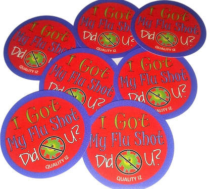 I Got My Flu Shot Did U?, 2" Red Stickers (50-PK)