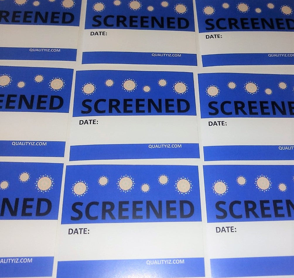 Screened Date, 2" x 2.5" Blue Stickers (200 Pk)