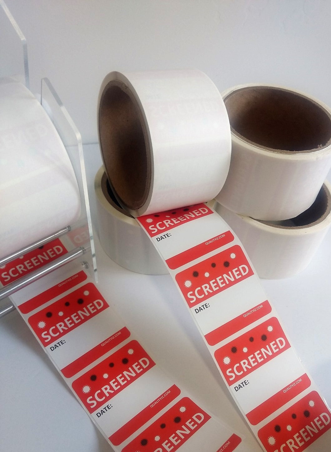 Screened Date, 2" x 2" Red Stickers (200/Roll)