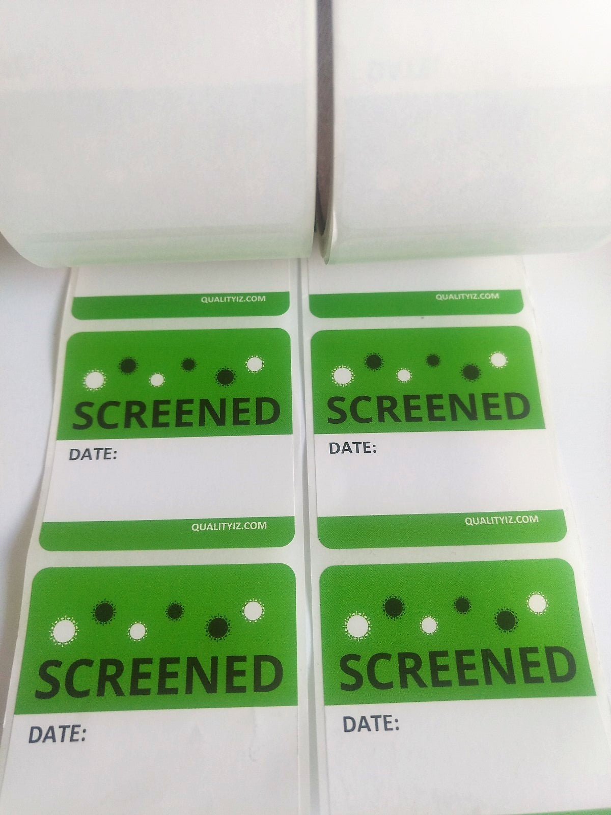 Screened Date, 2" x 2" Green Stickers (200/Roll)