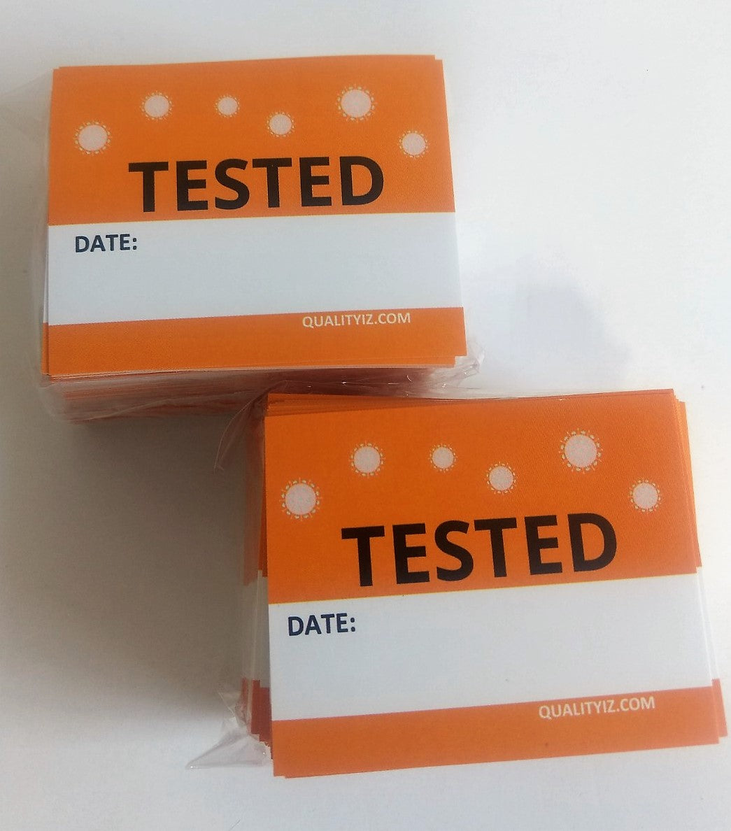 Tested Date, 2" x 2.5" Orange Stickers (150 Pk)
