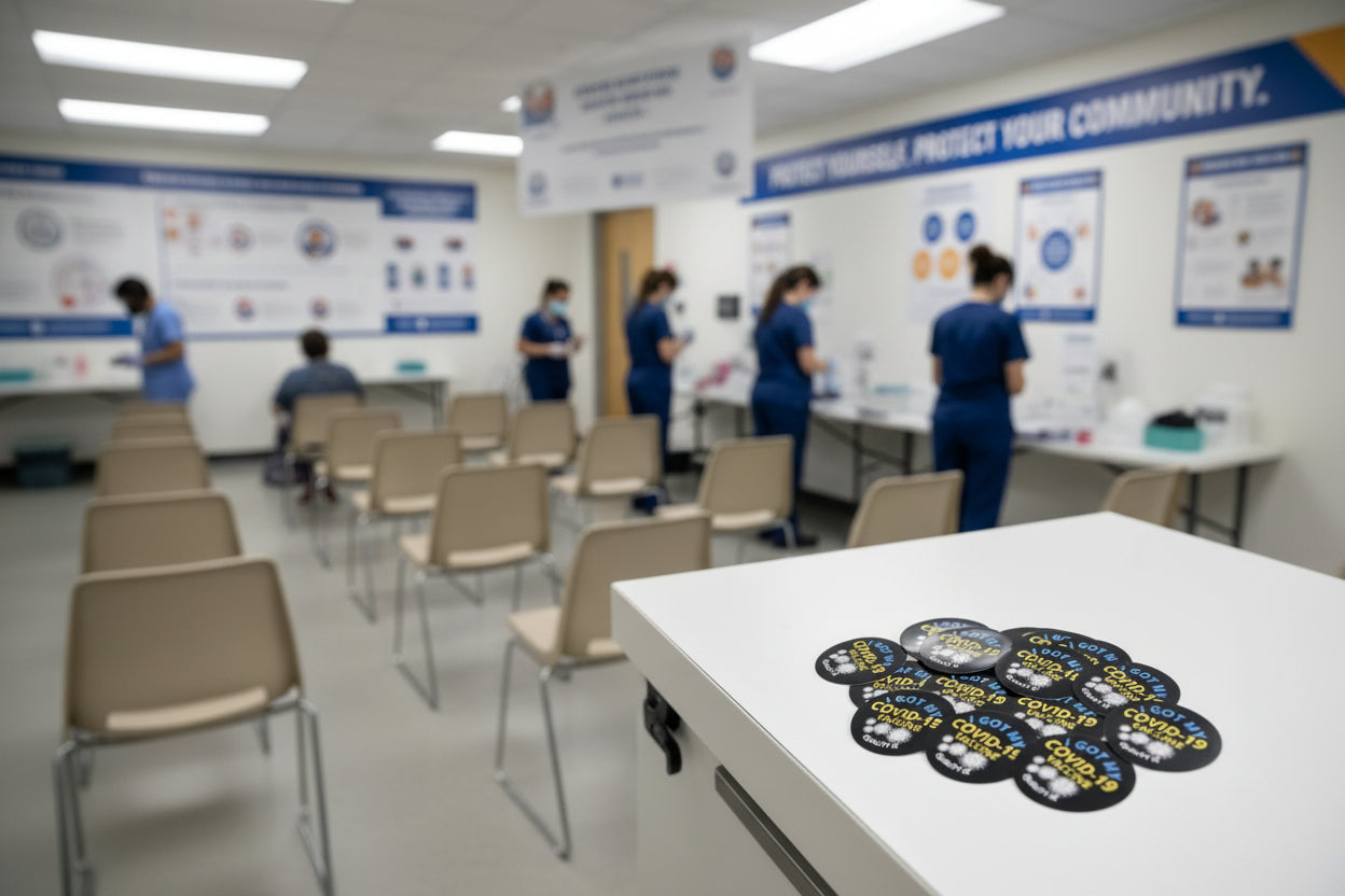 2", I Got My COVID-19 Vaccine, Stickers (Black; 50pk)