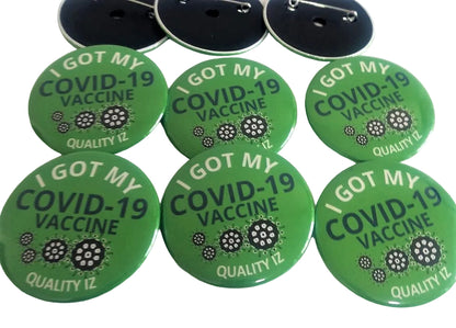 I Got My COVID-19 Vaccine, 2" Green Pin-Back Buttons (10-Pk)