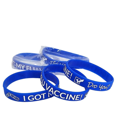 I Got My Flu Vaccine! Did You?, Printed Silicone Wristbands (Blue, 5-Pk Standard)
