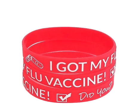 I Got My Flu Vaccine! Did You?, Printed Silicone Wristbands (Red, 5-Pk Standard or XL)