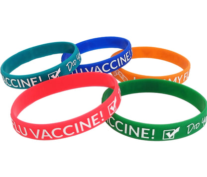 I Got My Flu Vaccine! Did You?, Printed Silicone Wristbands (Assorted, 5-Pk Standard)