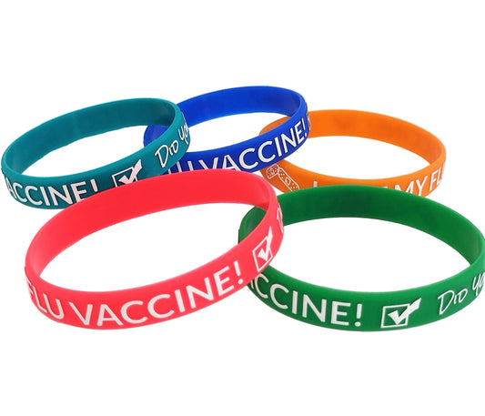 I Got My Flu Vaccine! Did You?, Printed Silicone Wristbands (Assorted, 5-Pk Standard)