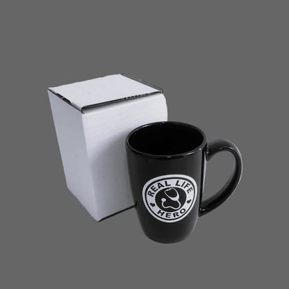 Real Life Hero" Black 14oz Mug, Notepads, & Matching 1.5" Button, Gift Set