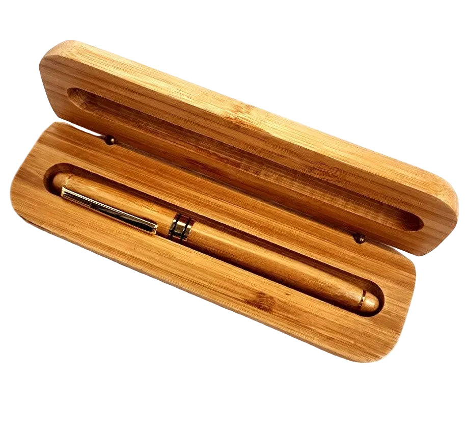 #1 Teacher, Heart Engraved Wood Pen & Matching Gift Box, Bamboo Set (Personalized Option)