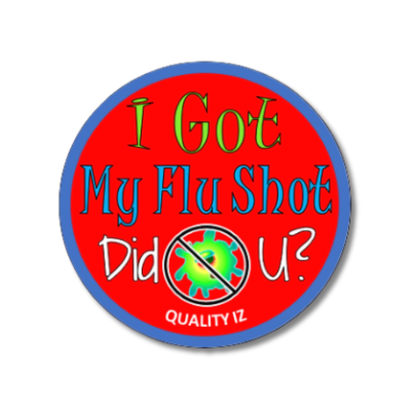 I Got My Flu Shot Did U?, 2" Red Stickers (50-PK)