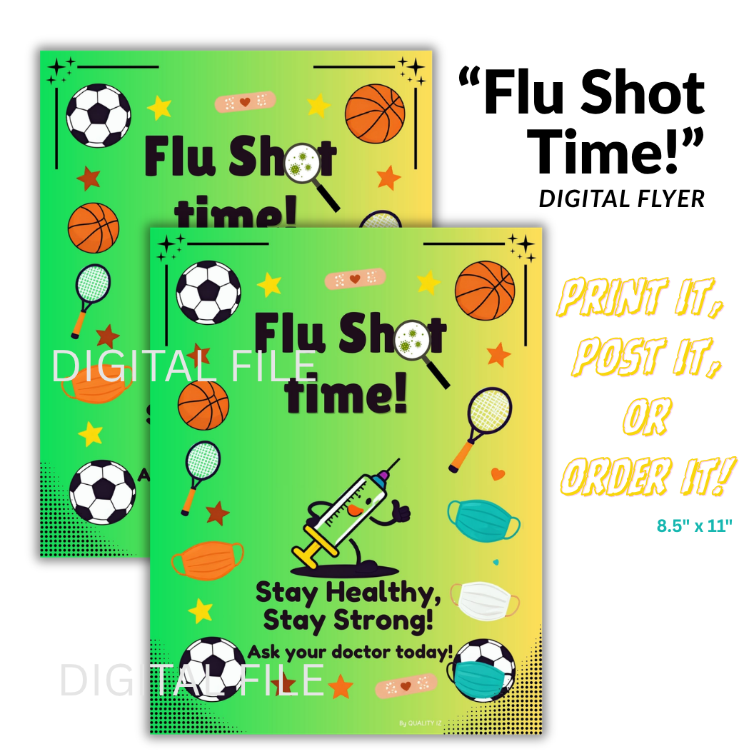 Digital File, 8x11" Flu Shot Time, Animated Flyer/Poster, PDF Digital Print