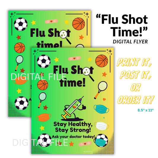 Digital File, 8x11" Flu Shot Time, Animated Flyer/Poster, PDF Digital Print