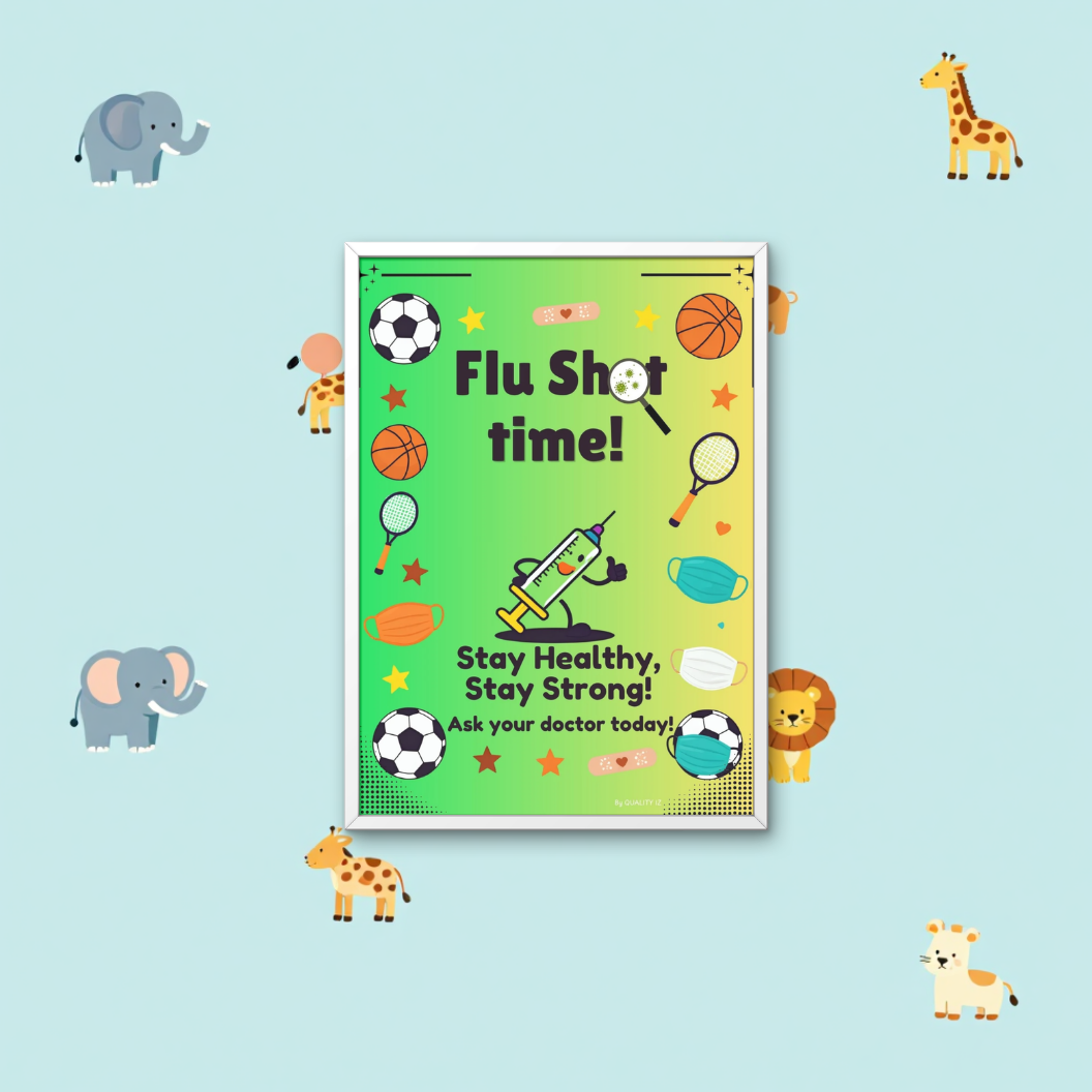 Digital File, 8x11" Flu Shot Time, Animated Flyer/Poster, PDF Digital Print