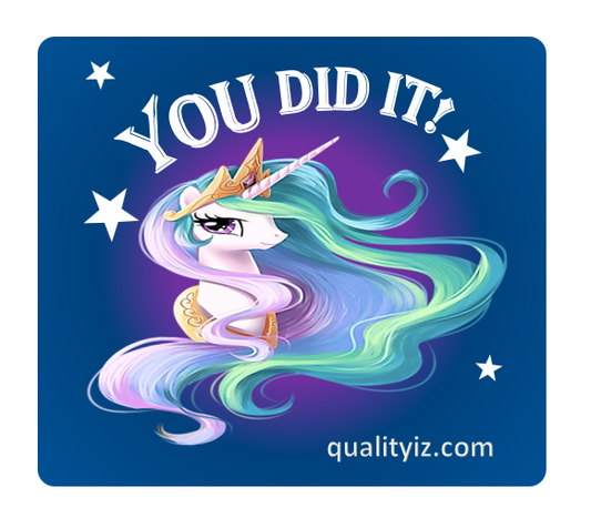3x3" You Did it!, Unicorn High Quality Stickers (50-PK)