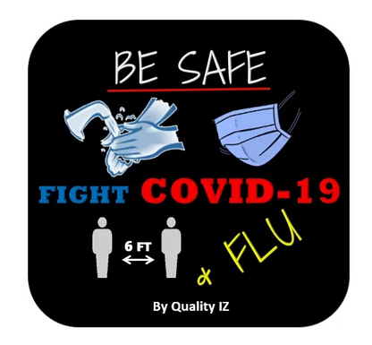 Be Safe Fight COVID-19 & Flu, 2x2" Square Stickers (50-Pk)