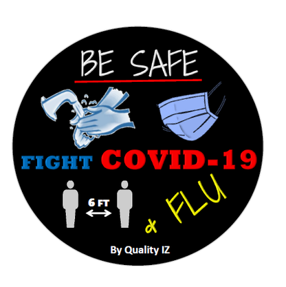 Be Safe Fight COVID-19 & Flu, 2" Circle Stickers (50-Pk)