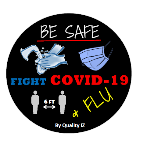 Be Safe Fight COVID-19 & Flu, 2" Circle Stickers (50-Pk)